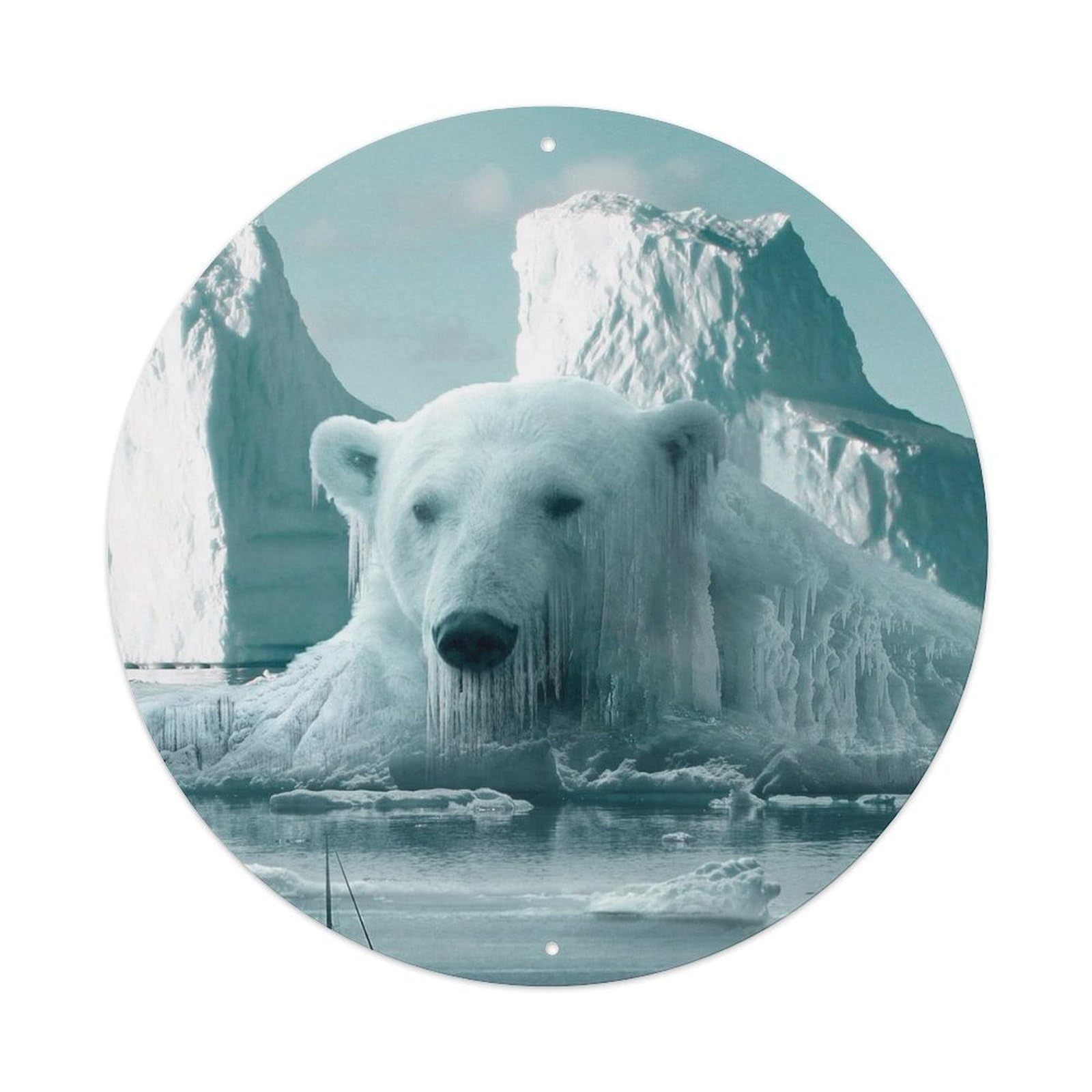 Arctic Animals Polar Bear Iceberg Vintage Metal Tin Sign Plaque Wall Decor for Cafe, Club Bar, Office, Garden Metal Poster 8x8Inch