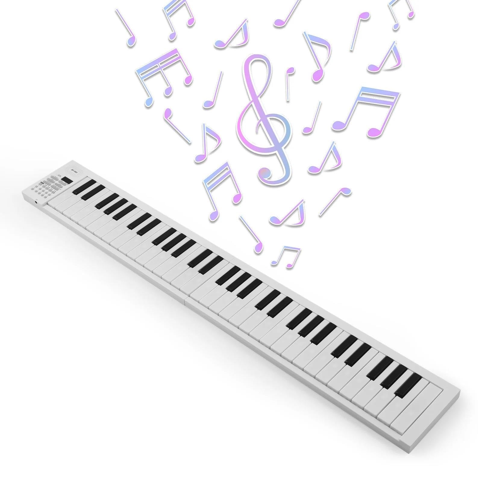 Pianino Elektroniczne 61 Klawiszowe Składane Pianino Elektroniczne Z Wielofunkcyjną Klawiaturą I Wyświetlaczem LED Dla Początkujących Dorosłych