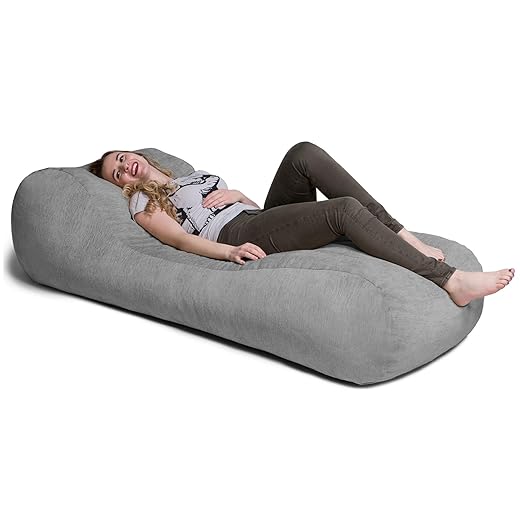 Jaxx Arlo Chaise Lounger Bean Bag Chair - Premium Chenille, Grey