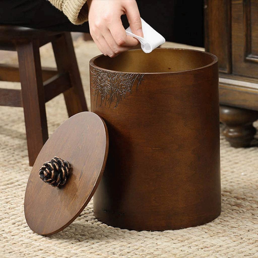 Poubelle En Cuir Style Antique 10L - Corbeille Déchets Salon Chambre - HiyyFloy
