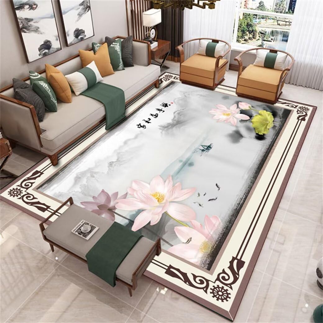 Tapis de bureau au sol gris lavable pour espace de travail et salon