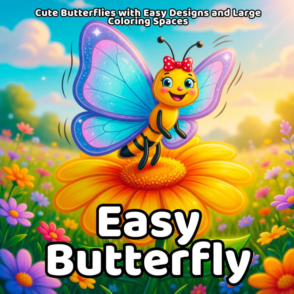 Easy Butterfly Coloring Book: Cute Butterflies with Easy Designs and Large Coloring Spaces