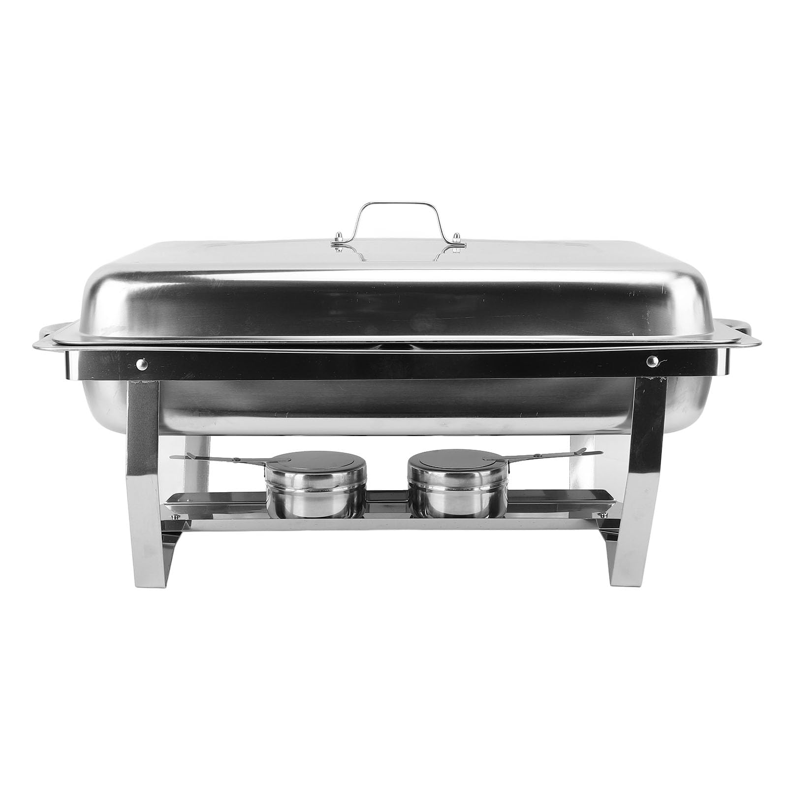 Bewinner Scaldabuffet Commerciale in Acciaio Inossidabile con 2 Scomparti per Catering, con Fornello a Etanolo, Scaldavivande Elettrico a Doppia Pentola con Isolamento a Base d'Acqua per