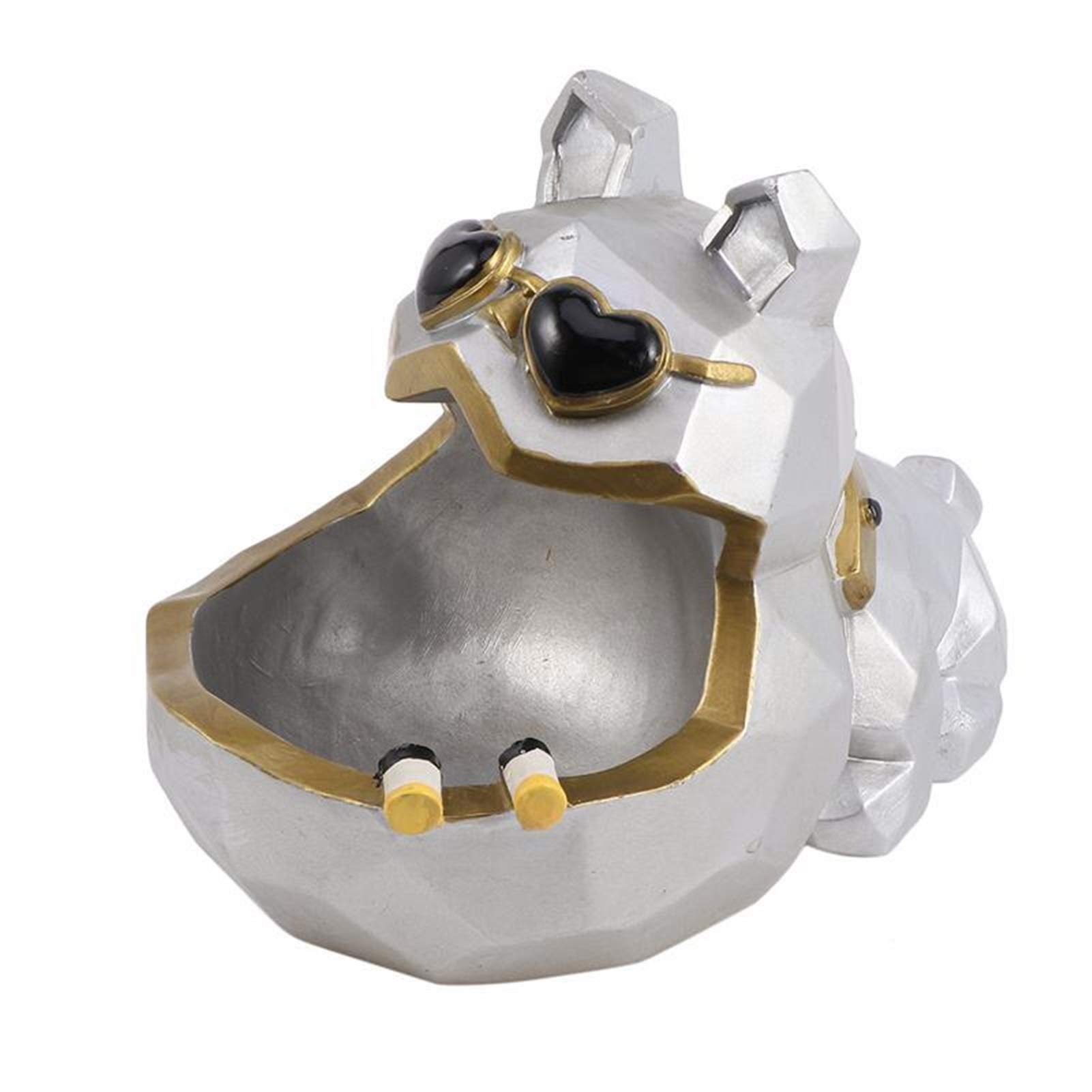 ashtray, Creative Personalized Ashtray Resin Desktop Dog Ornament Funny(Sliver)