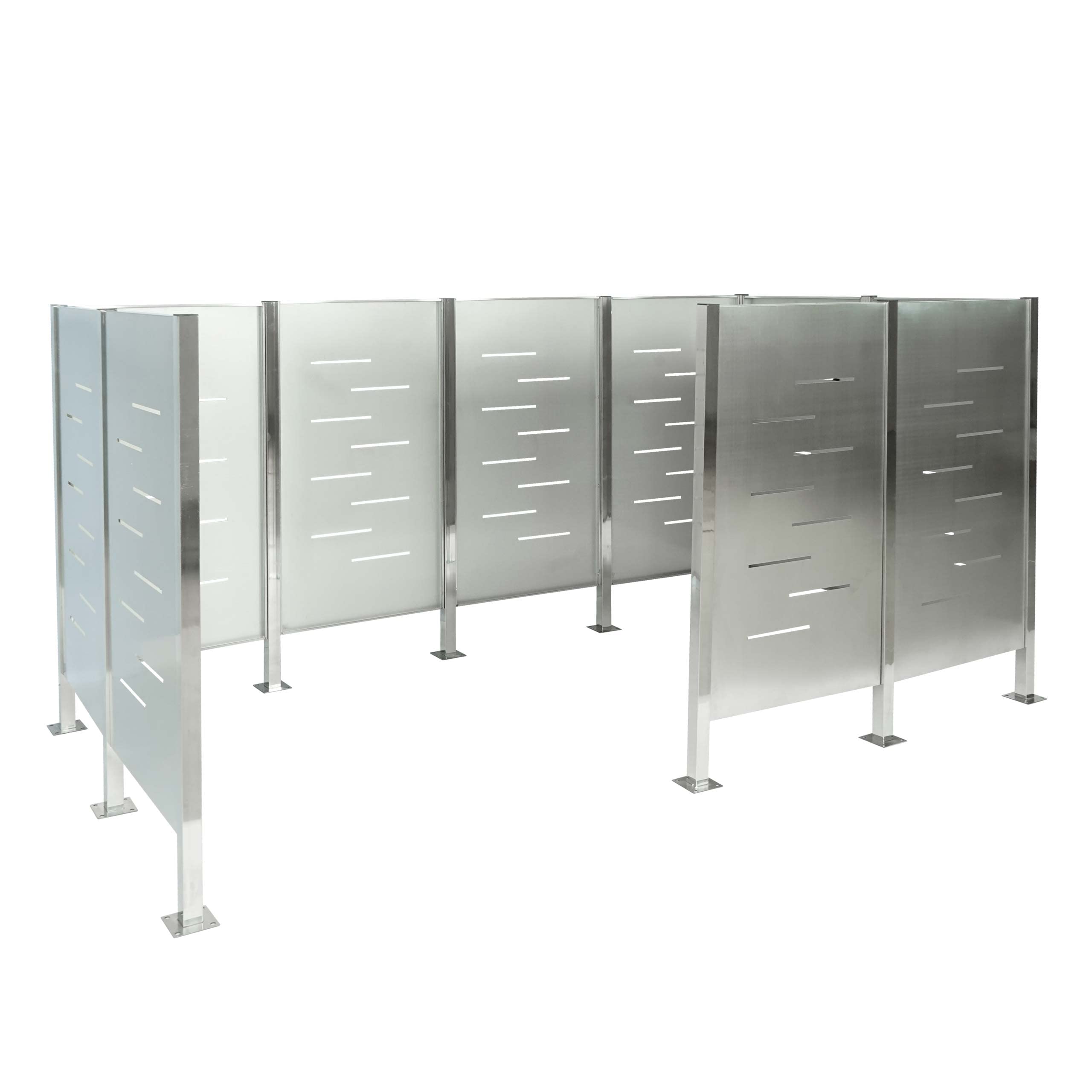Recinzione fendivista bidoni box spazzatura rifiuti HWC-J55 166x326x151cm acciaio inox