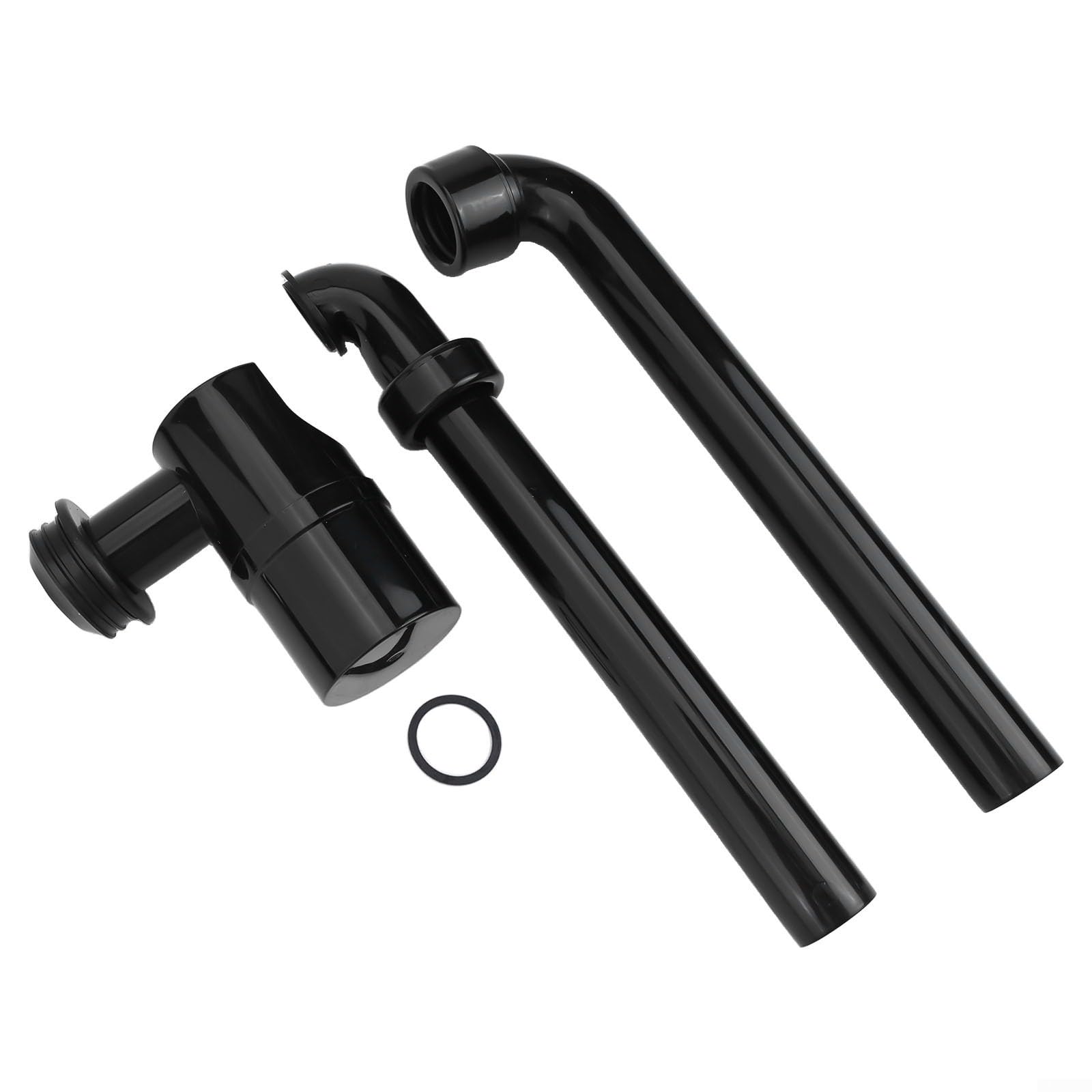 ZYNCUE Sifone di scarico per lavello, 6,35 cm, regolabile, girevole a 360°, con filtro per capelli, per bagno e lavandino, installazione flessibile (nero)