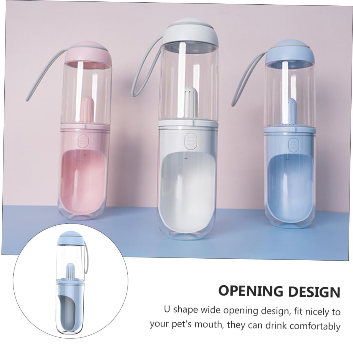 Kisangel Botella De Agua para Mascotas Portátil Bebedero para Perros y Gatos Diseño Transparente Fácil De Limpiar para Viajes y Actividades Al Aire