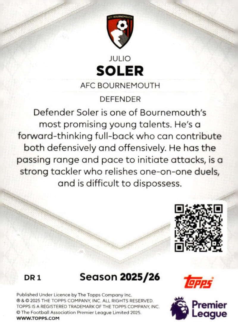 JULIO SOLER RC SP 2025-26 Topps Premier League Diamond Rookies #DR-1 NM-MT Short Print Soccer