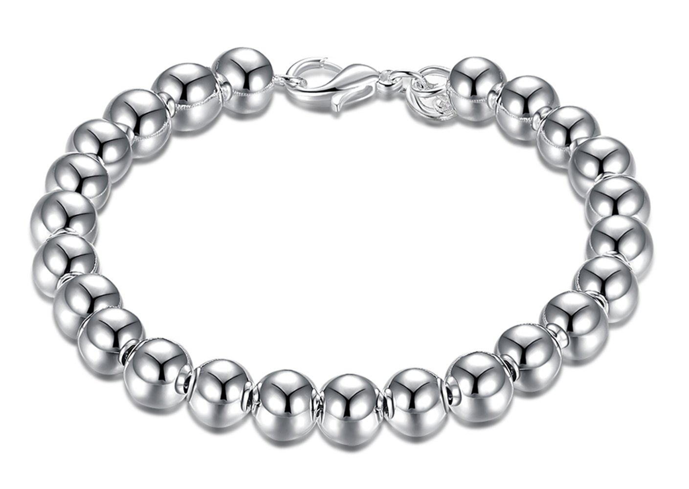 Fashion Jewelry 925 Sterling Silver 8mm Lucky Beads Bracelet for Women
