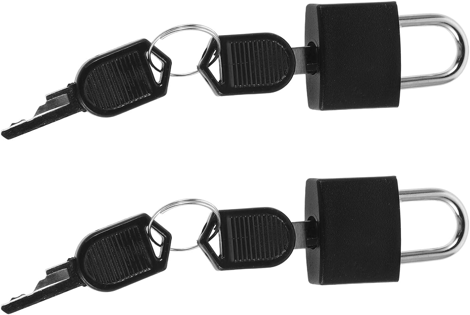 BESPORTBLE 2pcs Black Metal Cabinet Locks with Keys, Heavy Duty Small Padlocks for Luggage, Travel Bags, and Suitcase Security, Sturdy Trolley and Case Locks for Travel Accessories