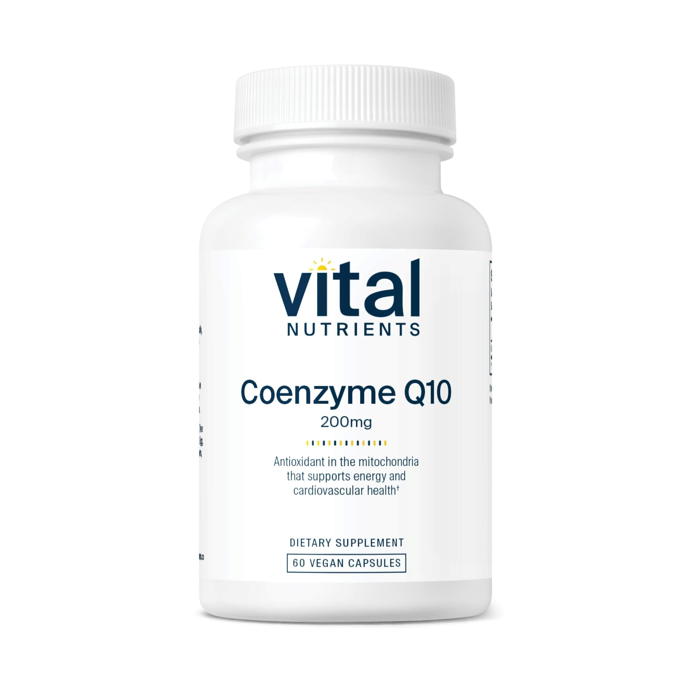 Vital Nutrients CoQ10 200mg - Vegan Supplement - Potent Antioxidant of CoEnzyme Q10 to Support Heart Health and Energy Levels* - Gluten, Dairy and Soy Free - Non-GMO - 60 Capsules