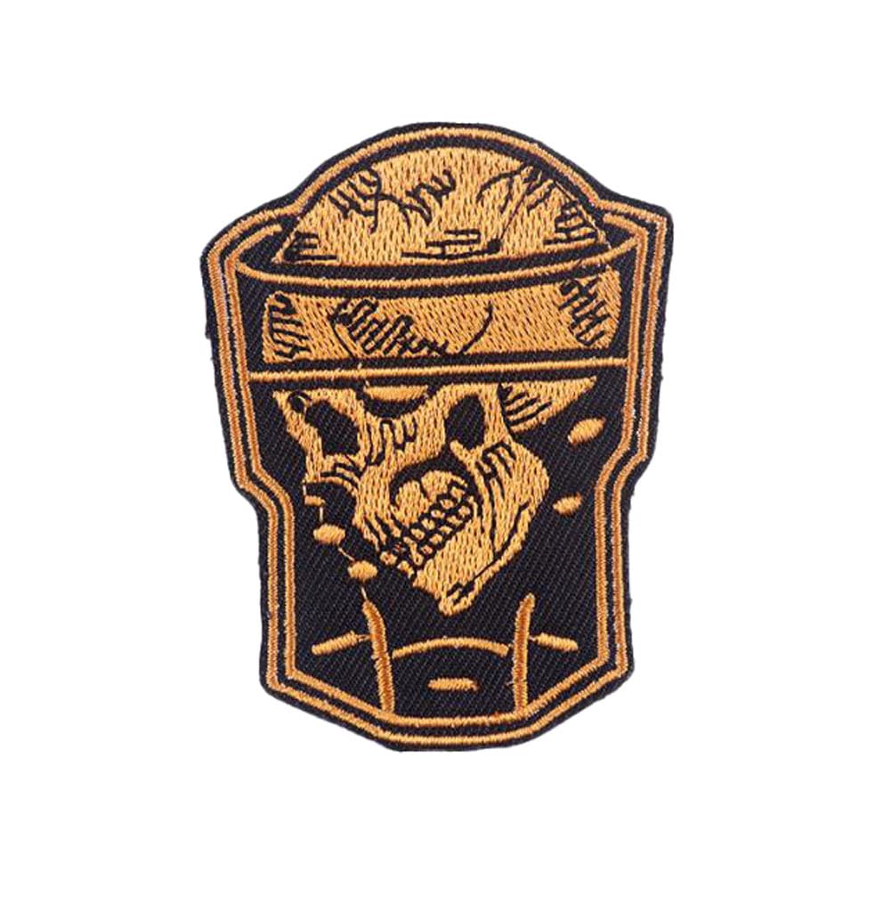Punk Skull Patch Skeleton in Wine Glass Applique Iron On/Sew On Emblem Embroidered Patches for Backpacks Jackets Hat Clothes DIY Decoration