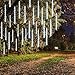 Dazzle Bright Christmas Lights Outdoor, 288LED Meteor Shower Rain Lights 12 Inch 8 Tubes, Waterproof Plug in Falling Icicle Light Christmas Decorations for Xmas Tree Yard House Decor (White)