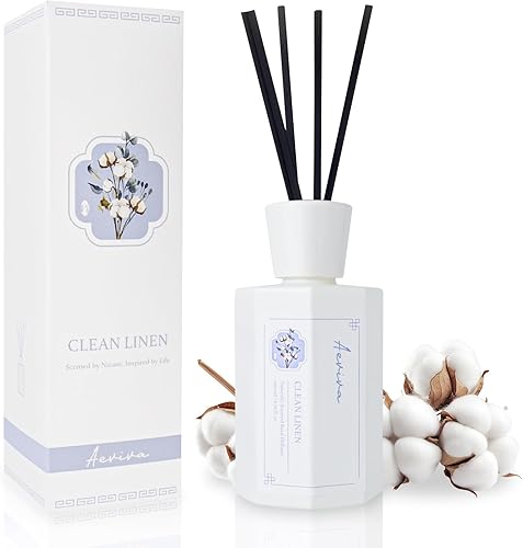 Juego de difusor de varillas de 6.7 onzas, difusor de varillas perfumadas de lino limpio para el hogar con palos, difusor de aroma de aceite de