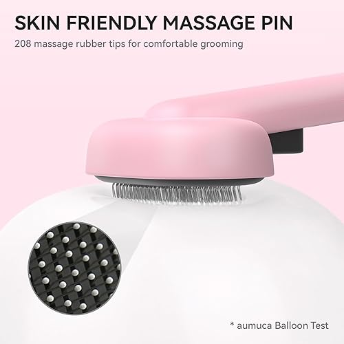 Vista 31 de Aumuca - Cepillo para gatos de pelo largo o corto de interior, para eliminar el pelo suelto, peinado de gatos, masaje de gatitos y cachorros; Blanco