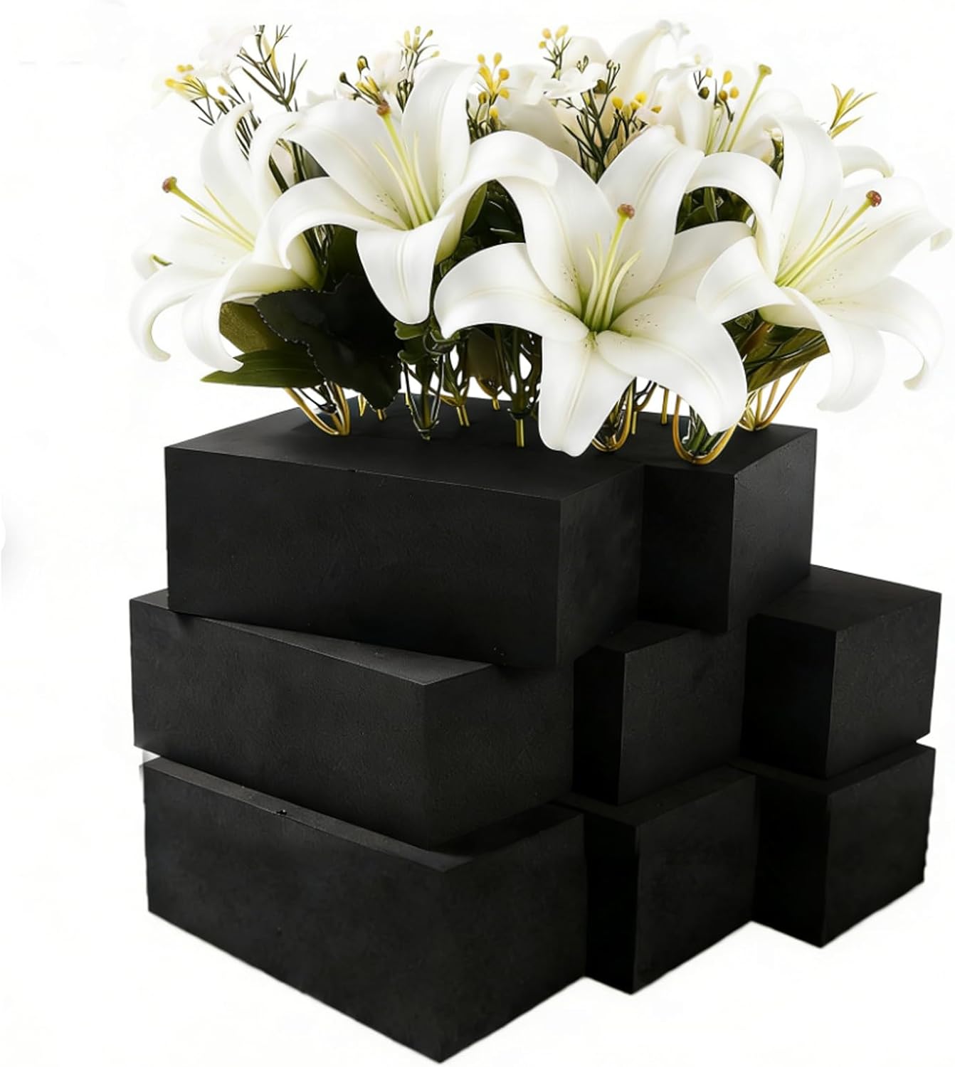 16 Piece Reusable Floral Foam Blocks black, 9 x 3 x 3 Inch, Water Resistant, for Artificial Flower Arrangements, Outdoor Planters, Wedding Decor (16, 9 * 3 * 3)