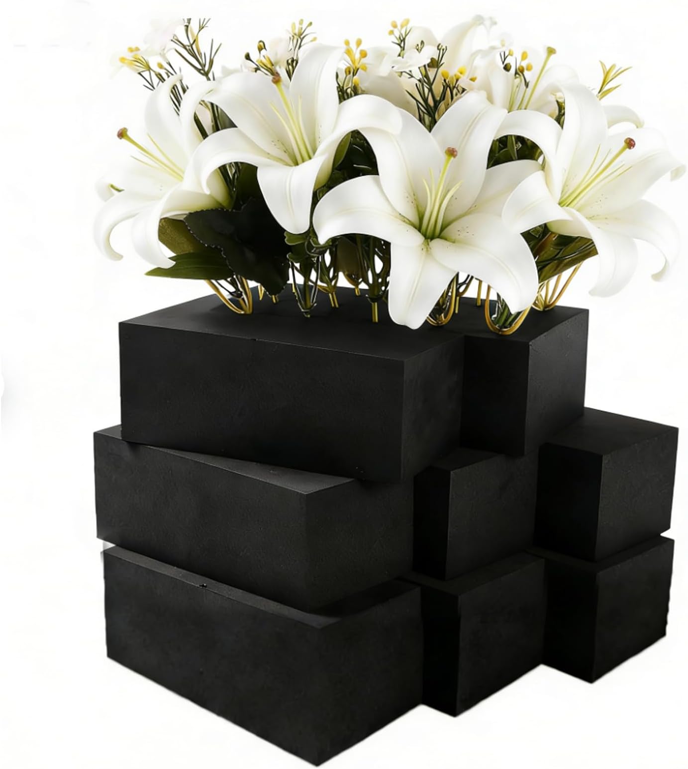 16 Piece Reusable Floral Foam Blocks black, 9 x 3 x 3 Inch, Water Resistant, for Artificial Flower Arrangements, Outdoor Planters, Wedding Decor (16, 9 * 3 * 3)