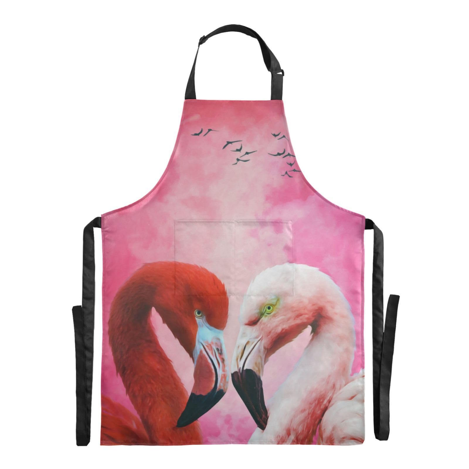 Mnsruu Love Flamingos Apron Waterproof Cooking Apron Women Men Adjustable Baking Gardening Aprons