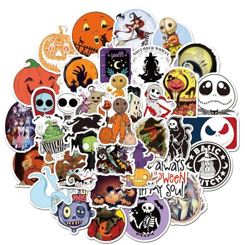 Cosyhav 50pcs Classic Horror Movie Stickers Gothic Aesthetic Vinyl Decals for Laptop Skateboard Water Bottle Dark Alt Style Spooky Stickers for Adults Teens and Film Fans