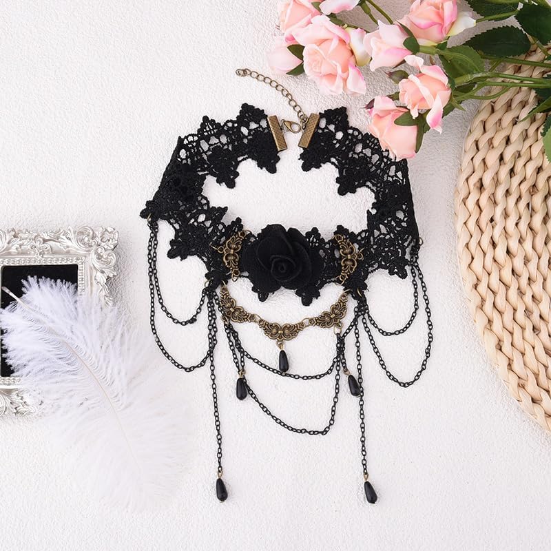 Sisadodo Halloween Costumes Decorations for Women Gothic Rose Chokers Necklaces for Women Females Punk Black Vampire Choker - Image 7