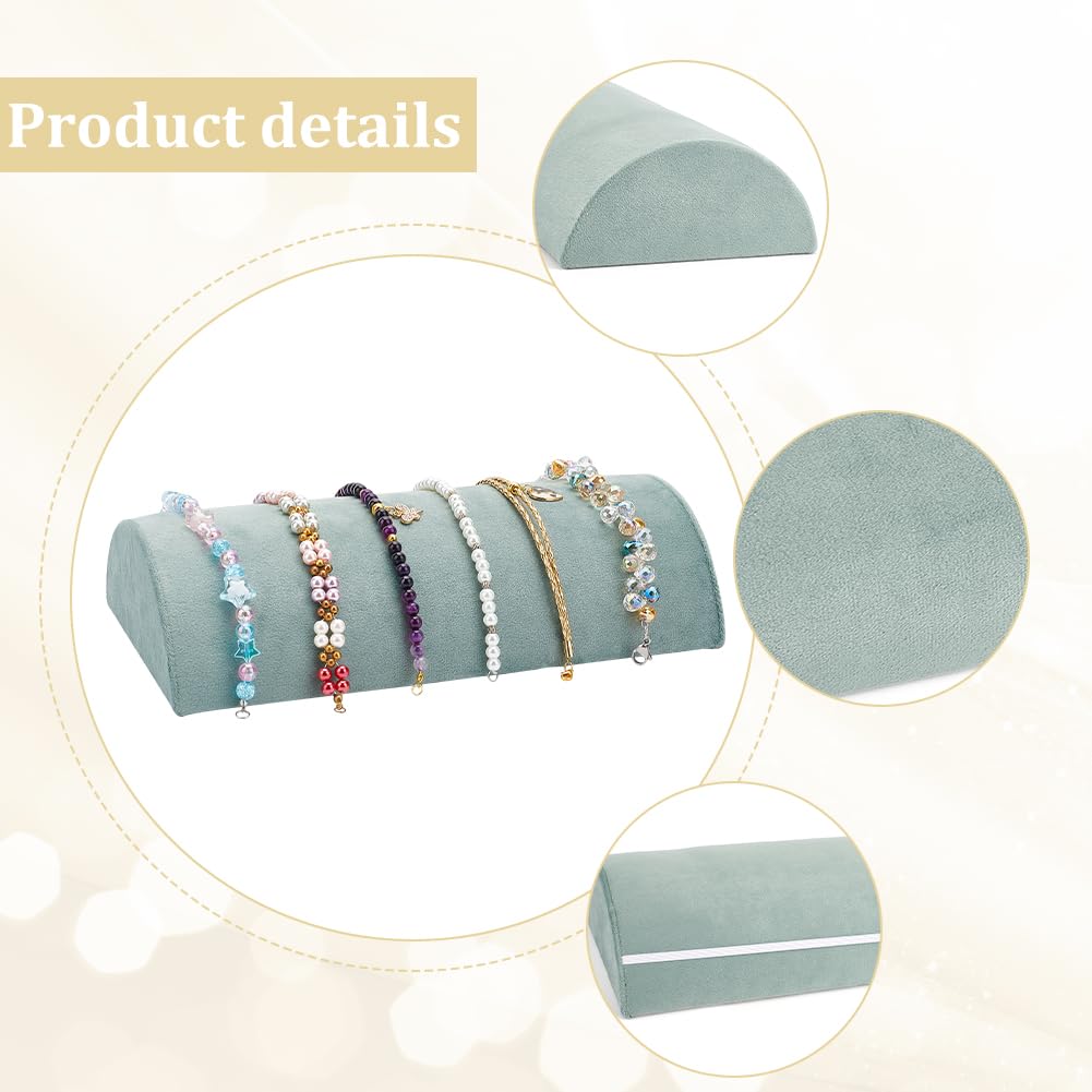 FINGERINSPIRE Half Moon Bracelet Display Stand Pale Turquoise Velvet Bracelet Display Holder Jewelry Bracelet Watch Necklace Storage Rack Jewelry Organizer Displays for Selling Show Home Business Use - Image 4