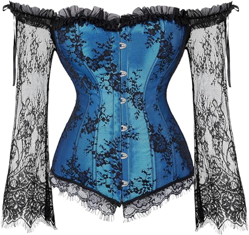 Image of Women's Lace up Gothic Jacquard Shoulder Straps Tank Overbust Shaper Corset Bustiers Top