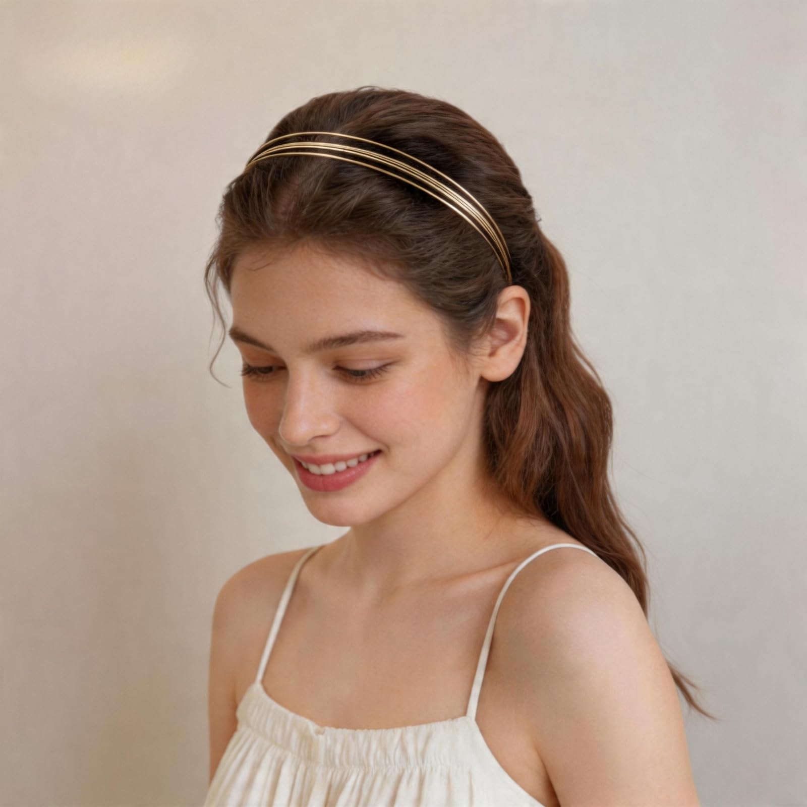 Goldfarbenes Stirnband und silberfarbenes Metall-Stirnband für Damen – 2 Packungen dünnes Haarband, modische Stirnbänder für Mädchen, elegantes goldfarbenes Haar-Accessoire, leichte