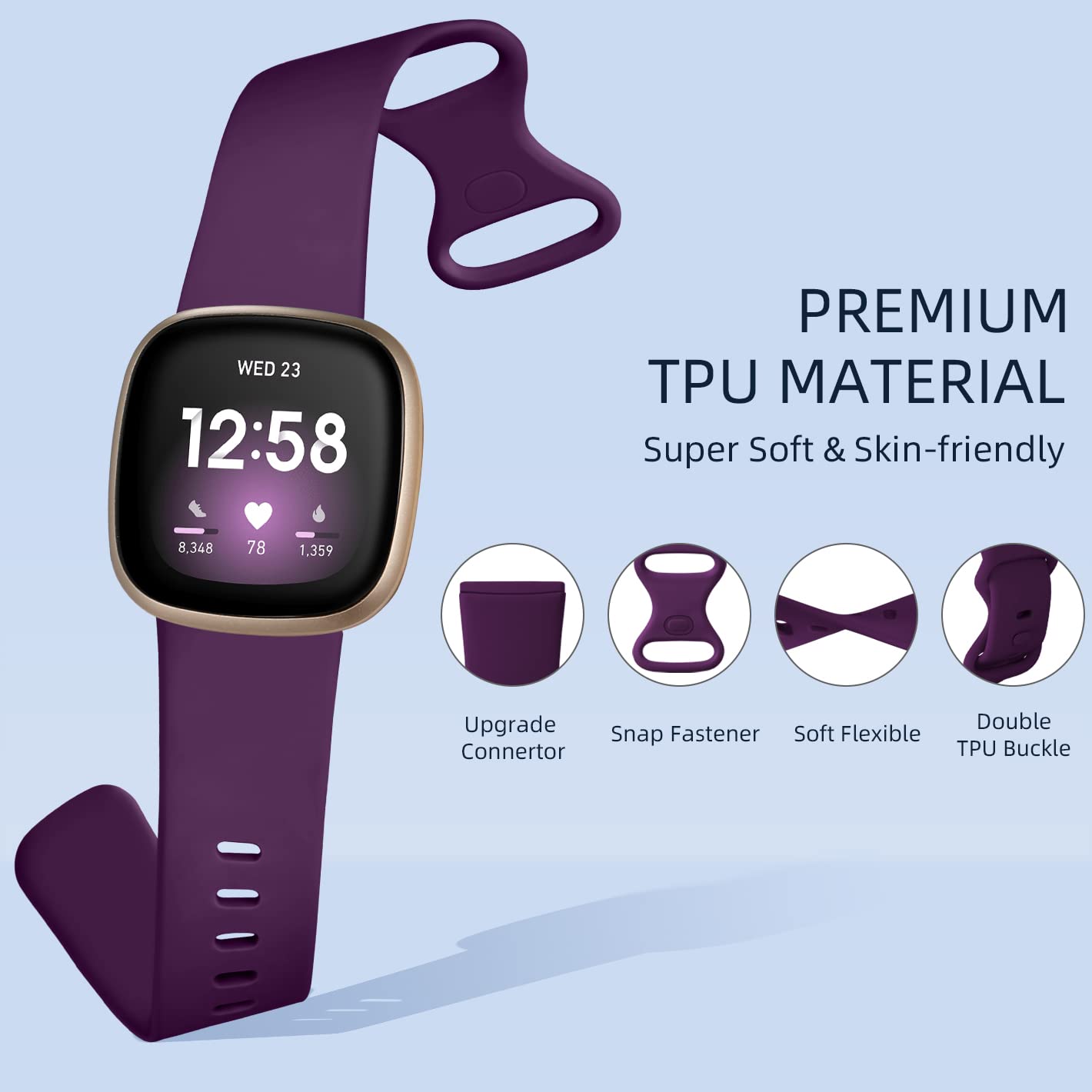 Lerobo Compatible with Fitbit Versa 4 Versa 3 Bands, Compatible with Fitbit Sense 2 Bands for Women Men, 8 Pack Sport Wristbands Replacement Strap Compatible with Fitbit Sense 2&1 Smart Watch, Small