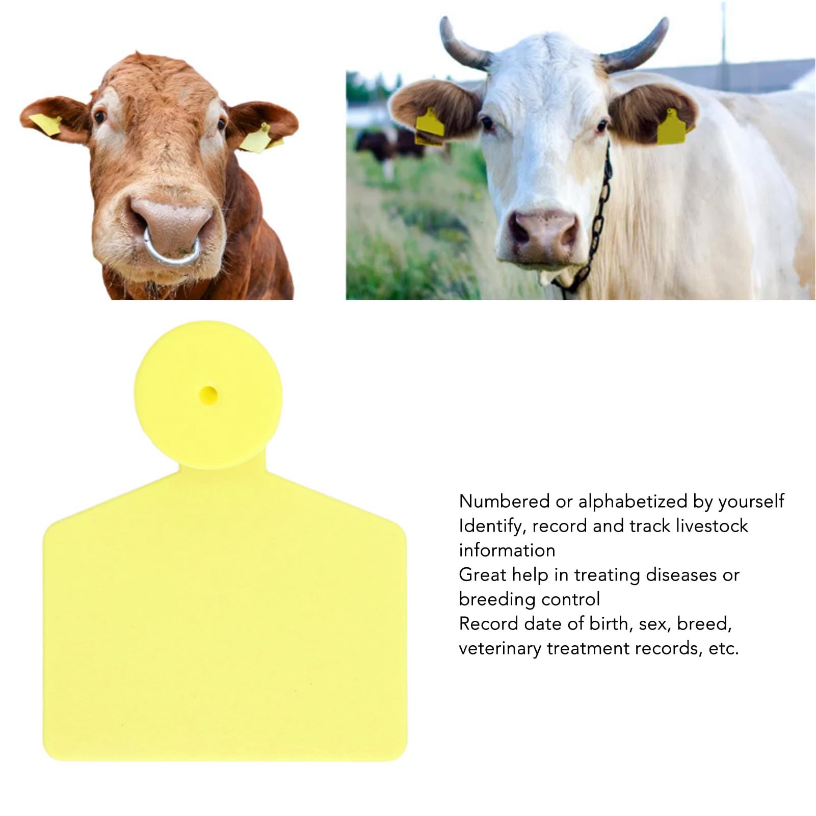 100 Etichette Auricolari Per Bestiame - Targhette Gialle In TPU Per Identificazione Animali - Foto 13