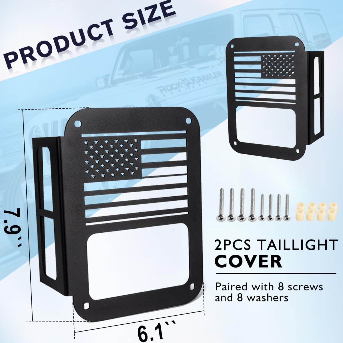 Tail Light Cover Compatible with Jeep JK Wrangler 2007-2018, Taillight Guards Covers with US Flag Pattern Decorative Exterior Protector