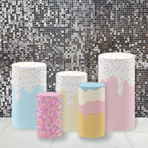 NIVIUS PHOTO Housses de socle thème Beigne pour décoration fête d'anniversaire, 5 pièces