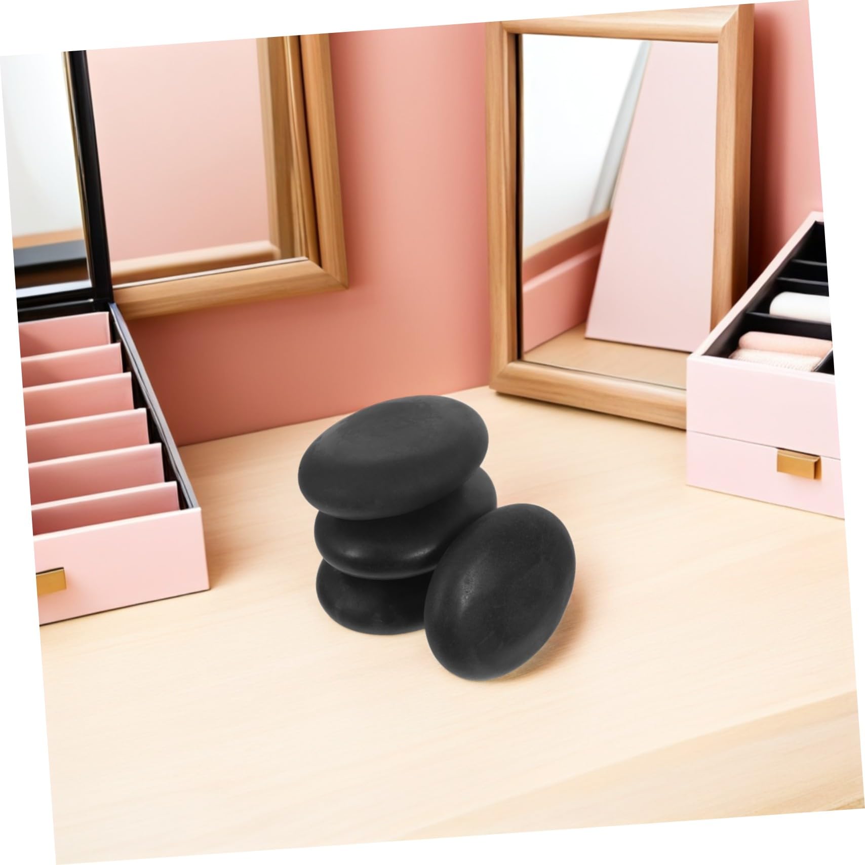 4 Piedras De Masaje Calientes Para Spa Calentadores De Basalto Para Salón De Belleza Cuidado De Pies Color Negro