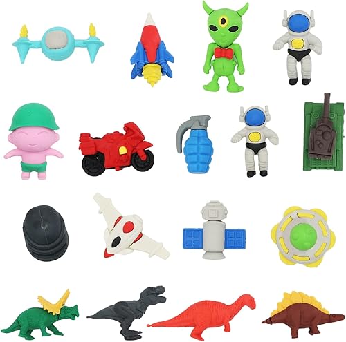 Aufruh Juego de borrador de lápices de animales de la serie 5 al azar, coche, dinosaurio, postre, coche, serie espacial, rompecabezas borrador,