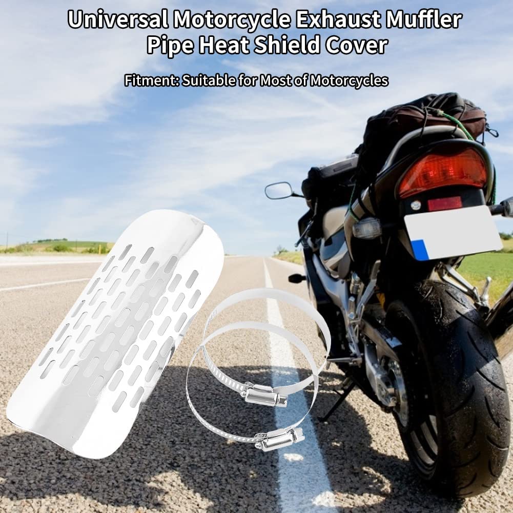 Uniwersalna metalowa osłona cieplna wydechu samochodowa, motocykl motocykl rura tłumika wydechu osłona cieplna pokrywa izolacji cieplnej osłona pięty tłumik ochrona cieplna (srebrny)
