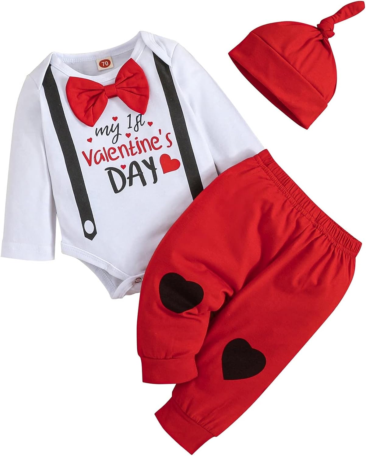 ODIMAME My 1st Valentines - Conjunto de ropa para bebé y niño de 0 a 18 meses