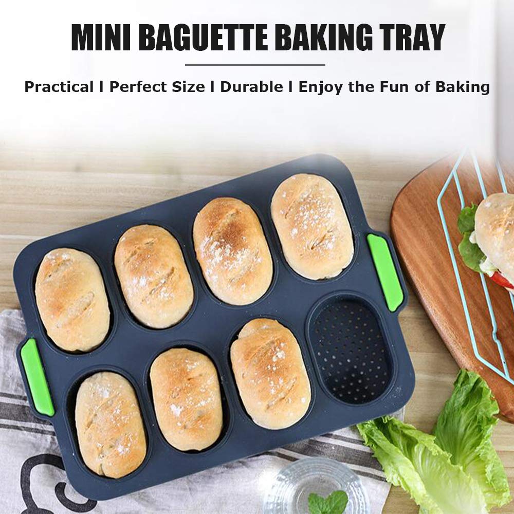OVBOVA Mini Baguette Backform Aus Silikon - 8-fach Brötchenform Antihaft