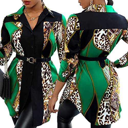 Image of Glozeplus Long Sleeve Button Down Collar Mini Shirt Dress for Women | Trendy script print shirt dress.The button-down front and collared V-neck create a chic.Perfect for office or casual dates.