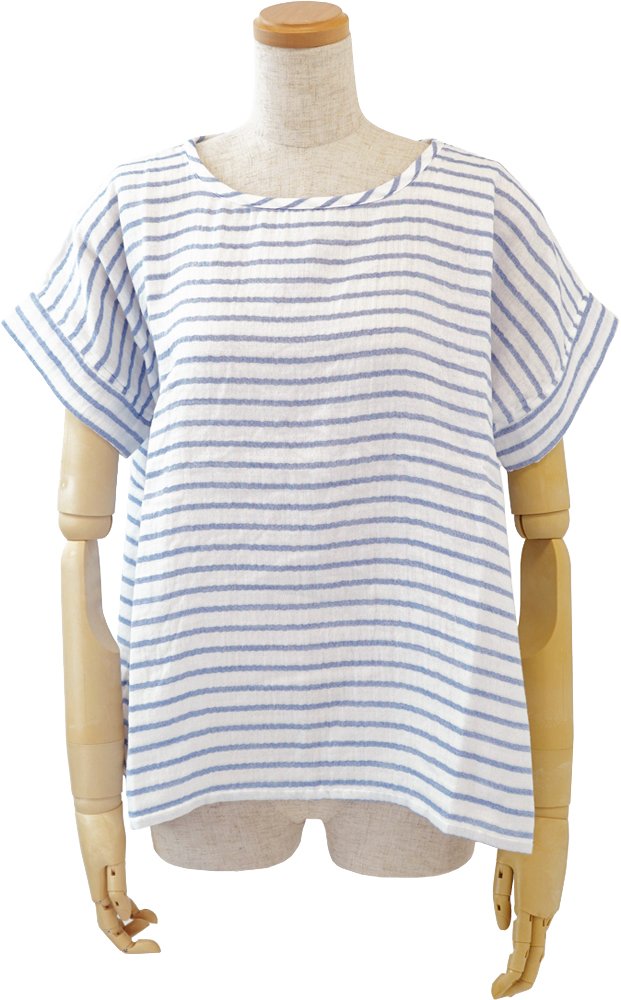 【新品未使用】ウチノ マシュマロガーゼ ボーダー レディス Ｔシャツ M タグ付 UCHINO 送料無料 (SALE)マシュマロガーゼ ボーダー レディース T