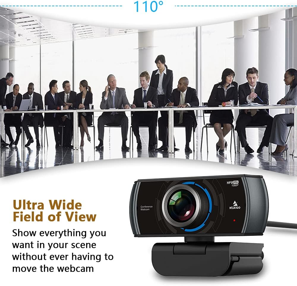 1080P 60FPS Webcam with Microphone, 2021 NexiGo N980P HD USB Computer Camera, Built-in Dual Noise Reduction Mics, 120 Degrees Wide-Angle for Zoom/Skype/FaceTime/Teams, PC Mac Laptop Desktop: Computers & Accessories