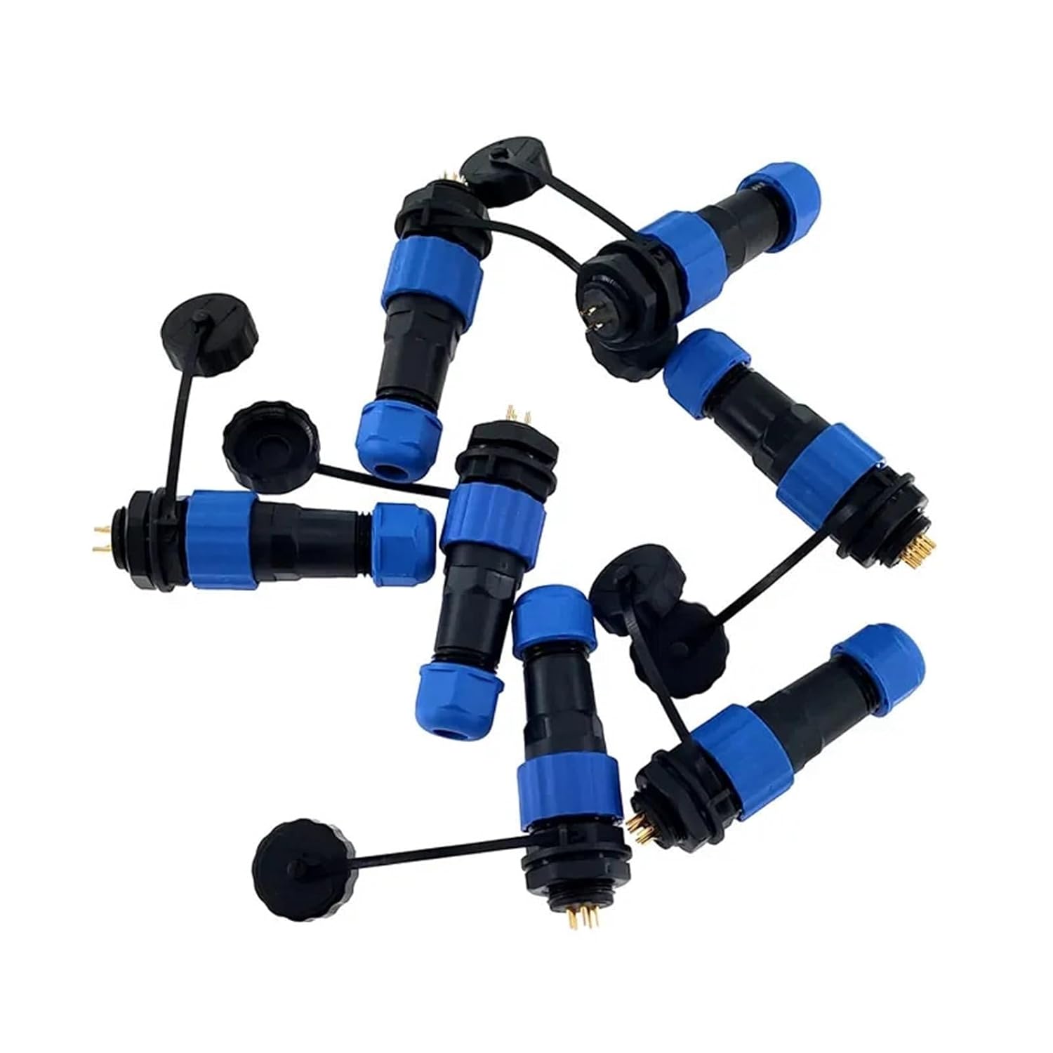 SP16 IP68 Power Cable Connectors Set Male Plugs & Female Socket 2pin/3/4/5/6/7/8/9 Pin 1Pcs(Back Nut 5P)