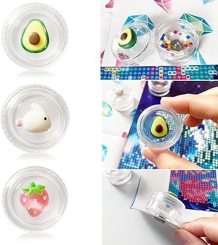 3 piezas de cubierta de pintura de diamante para organizar taladros de basura y cera, lindo aguacate fresa decoración taladro colector cubierta