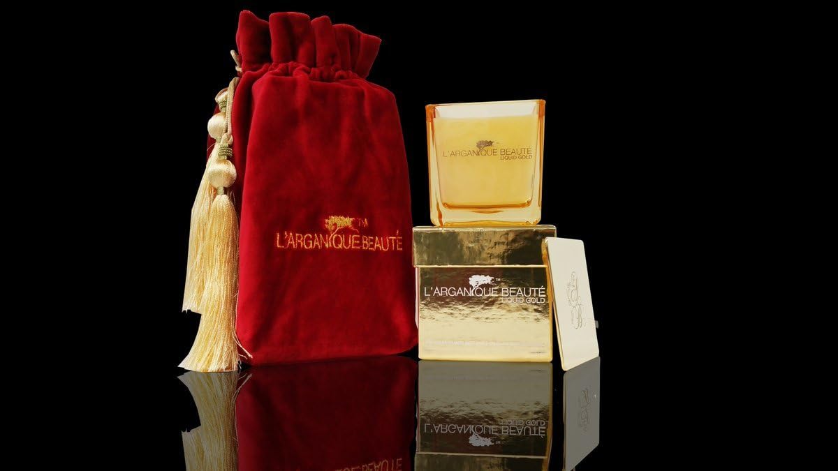 L’arganique Beauté Liquid Gold Luxury Scented Candle, Perfumed Fragrance Spa Candle - Made w/ 100% Soy Wax, Lead - Free Wick, Pure Moroccan Argan Oil Essence; for Baths, Mother's Day, (7.4oz)