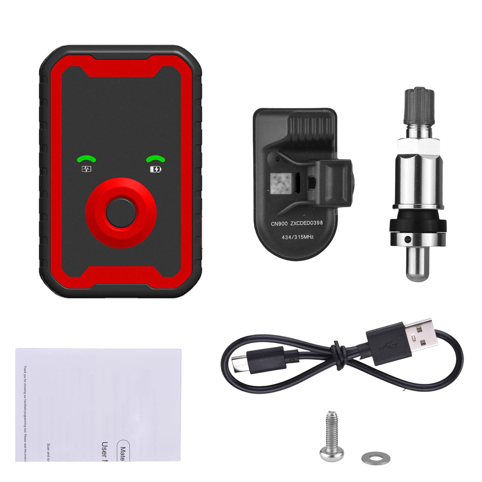 Keenso Capteur de Pression des Pneus Programmable, Capteur TPMS Universel avec Surveillance en Temps Réel pour 315 MHz 433 MHz, Compatible avec la Plupart des Véhicules en Asie, Europe
