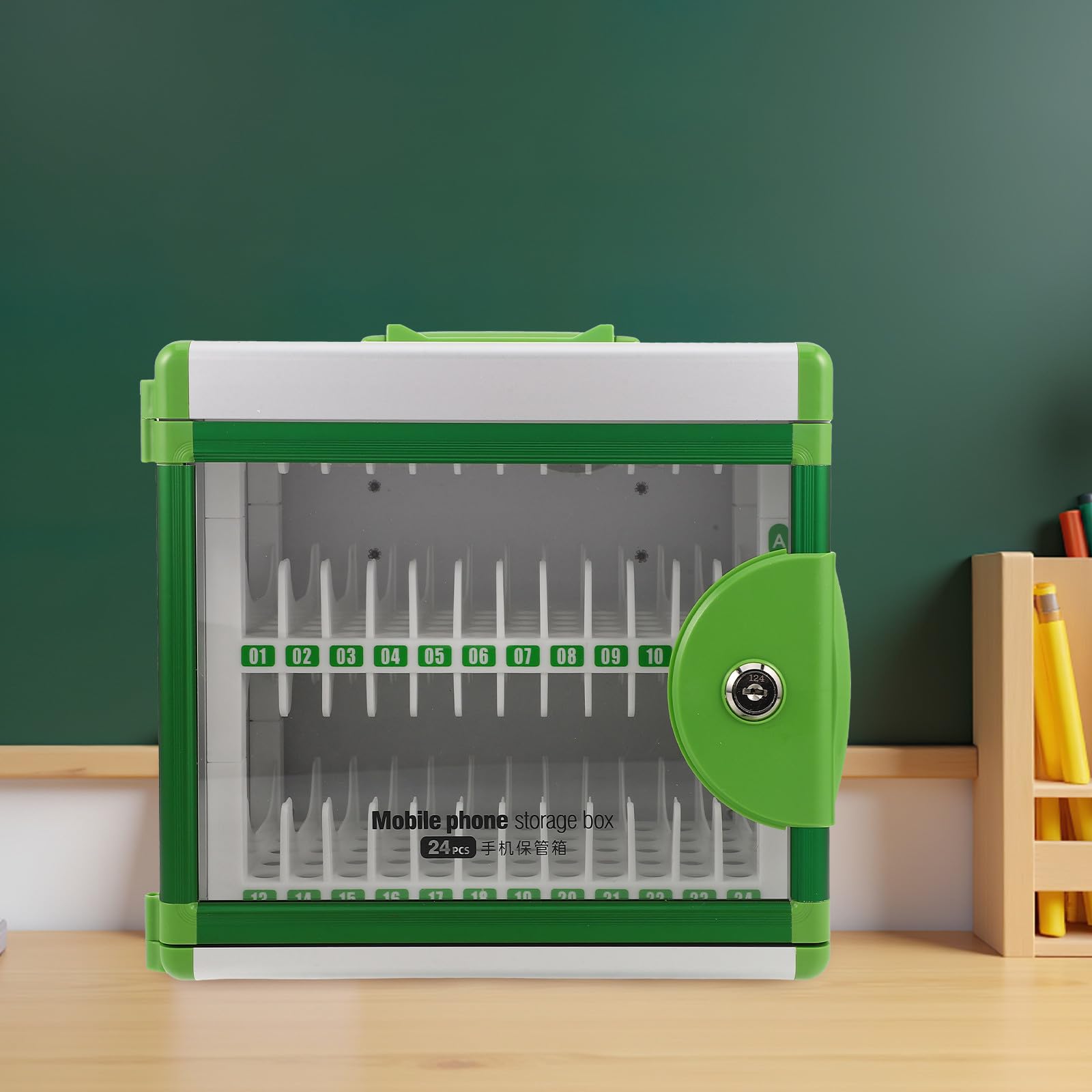 TOYANDONA Armadio Portacellulare Portatile in Lega di Alluminio con 24 Scomparti e Serratura, Design Contemporaneo per Aule Scolastiche e Uso Esami