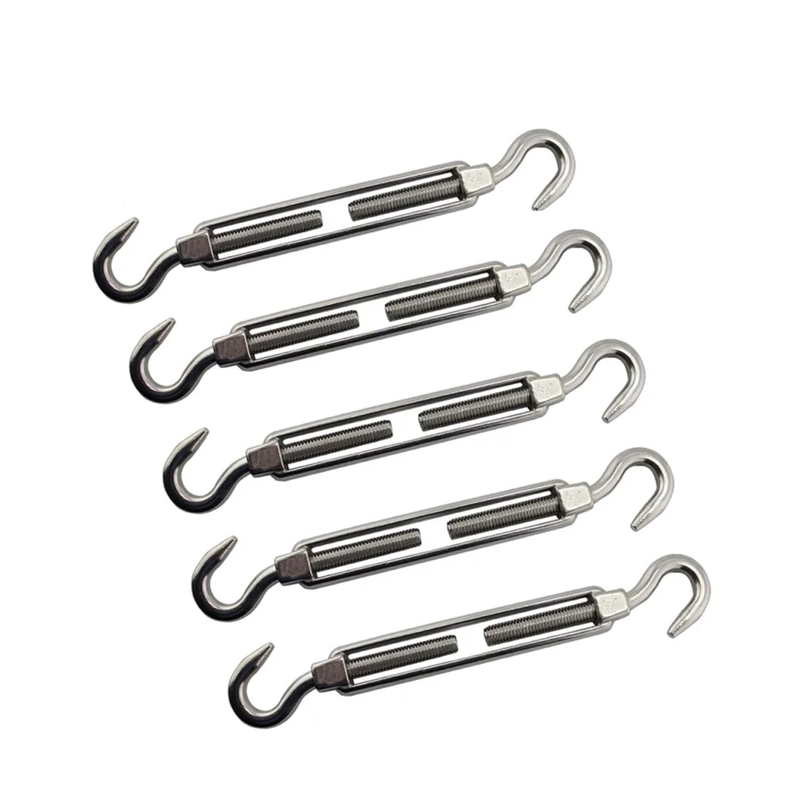 Tendeur Crochet et Crochet à tendeur en Acier Inoxydable 304, 5 pièces, Tension de câble métallique Robuste M5 M6 M8 for Garde-Corps de câble de Voile d'ombrage Solaire(M8)