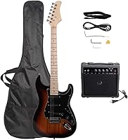 Vista 10 de Kit completo de guitarra eléctrica de 39 pulgadas para principiantes, tamaño completo con amplificador de 20 W, con correa, bolsa, amplificador