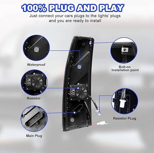 Miniatura 5 de ROXX Conjunto de luces traseras LED completas para Chevy CK 1988-1999 1500 2500 35001992-1999 Chevy SuburbanTahoe, 1988-1999 GMC CK 1500 2500