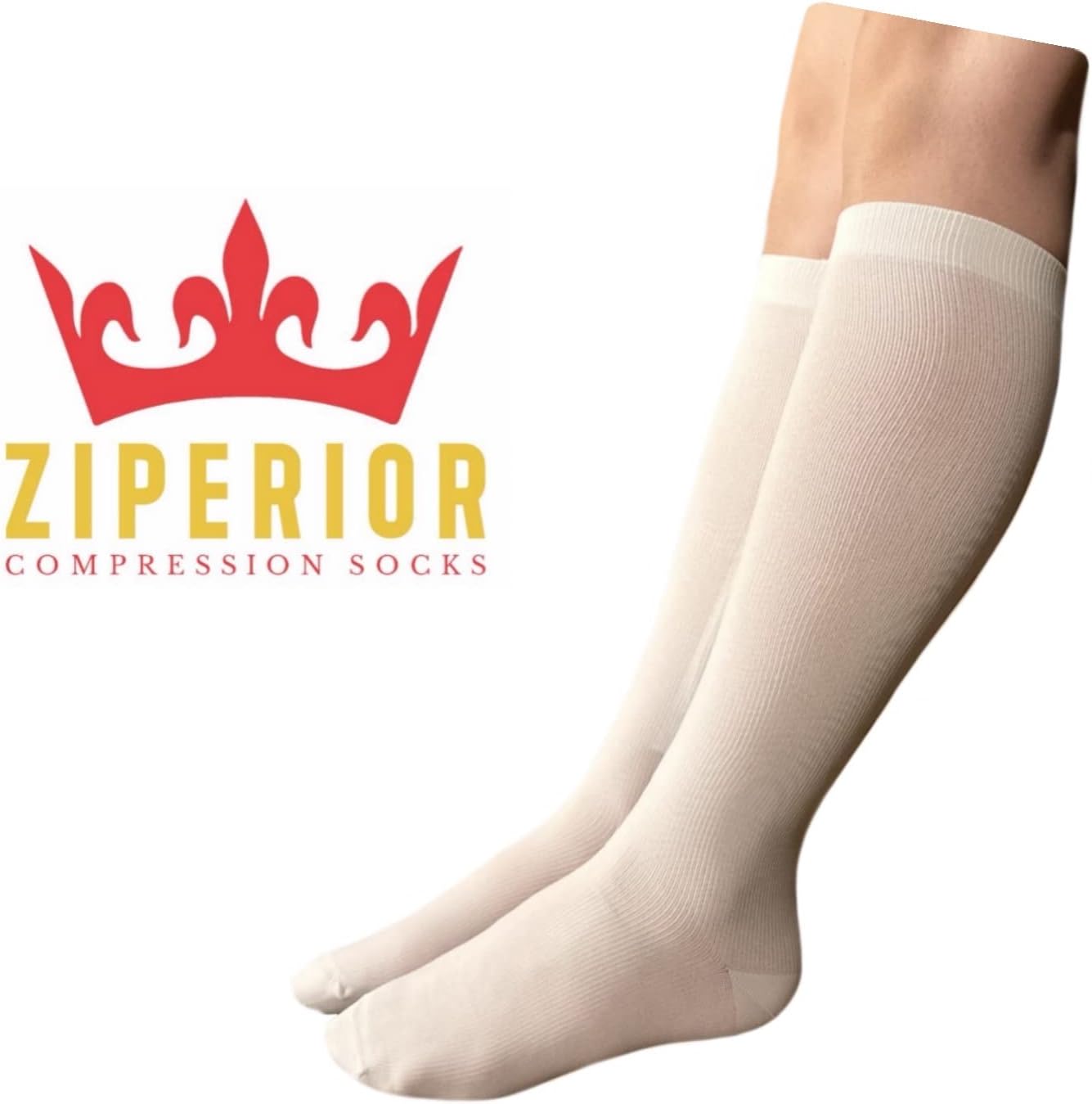 Closed Toe 15-20 mmHg Compression White Navy Gray Inside Zipper Socks