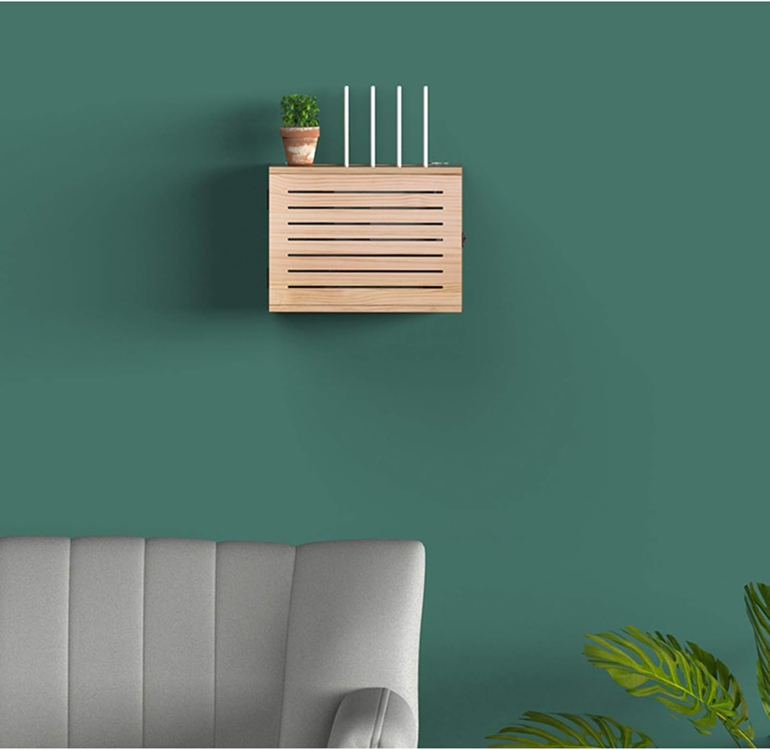 Estante de Almacenamiento de Pared Madera, Caja para Cables y Router, Soporte Router Pared Madera, Cable Caja de La Pared, Cajas de Almacenamiento de Alambre Marrón…