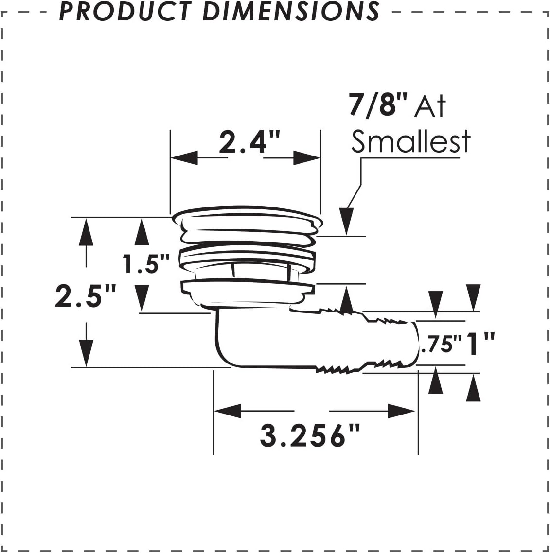 Diagram showing product dimensions of the ITC 98110-CH-DB Chrome Flip Drain Assembly